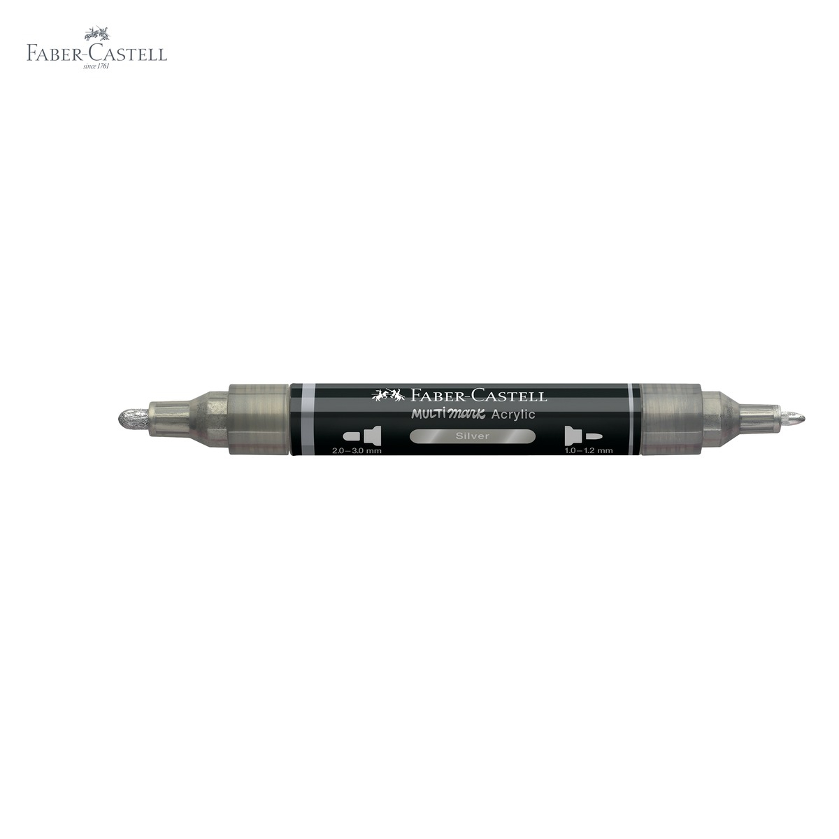 Marker acrilic Faber-Castell Multimark, culoare argintiu 251, varf dublu, pentru suprafete multiple [5]