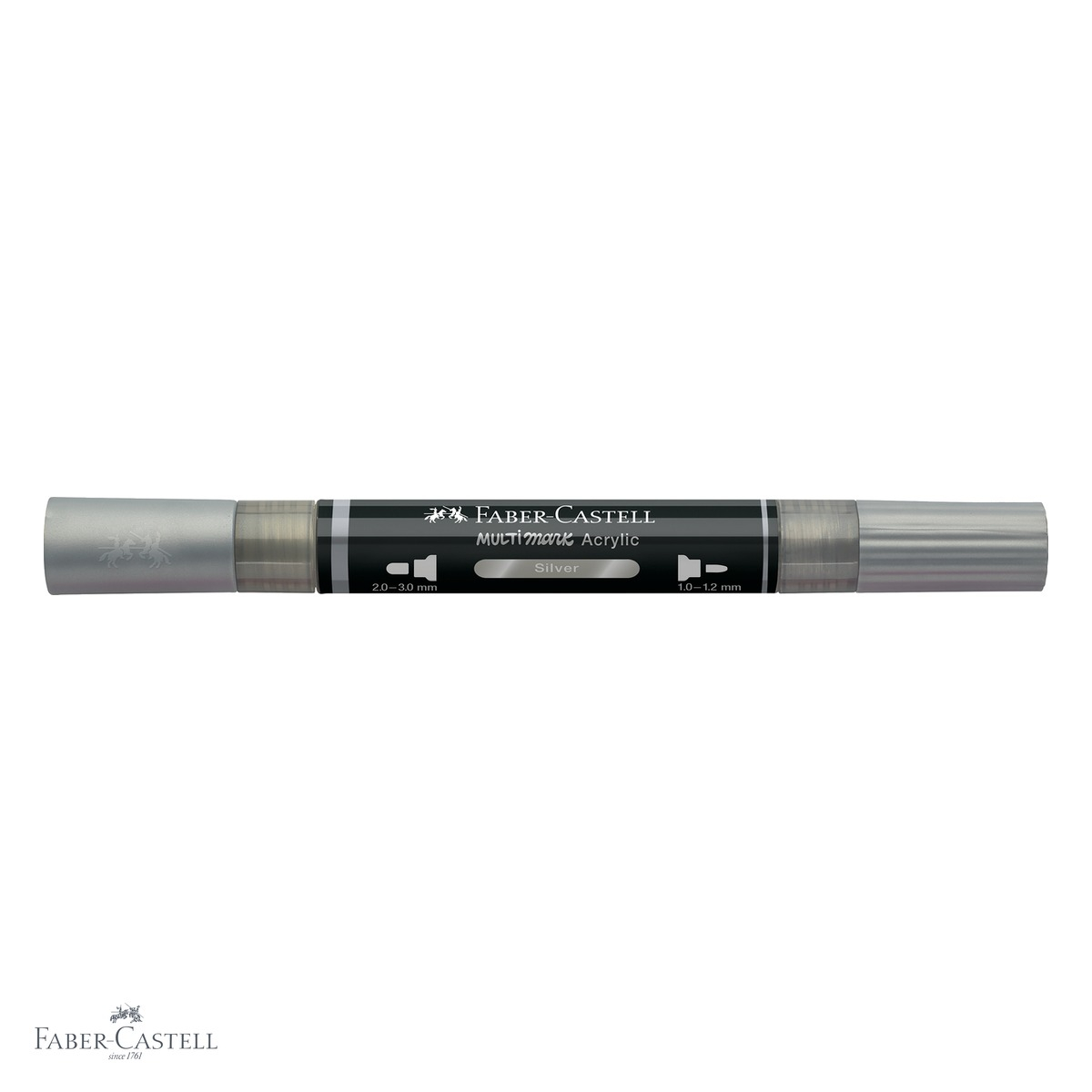 Marker acrilic Faber-Castell Multimark, culoare argintiu 251, varf dublu, pentru suprafete multiple [4]