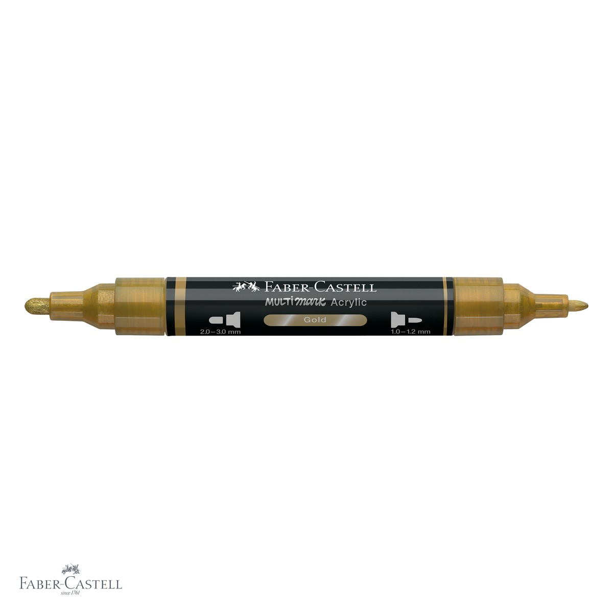 Marker acrilic Faber-Castell Multimark, culoare auriu 250, varf dublu, pentru suprafete multiple [4]
