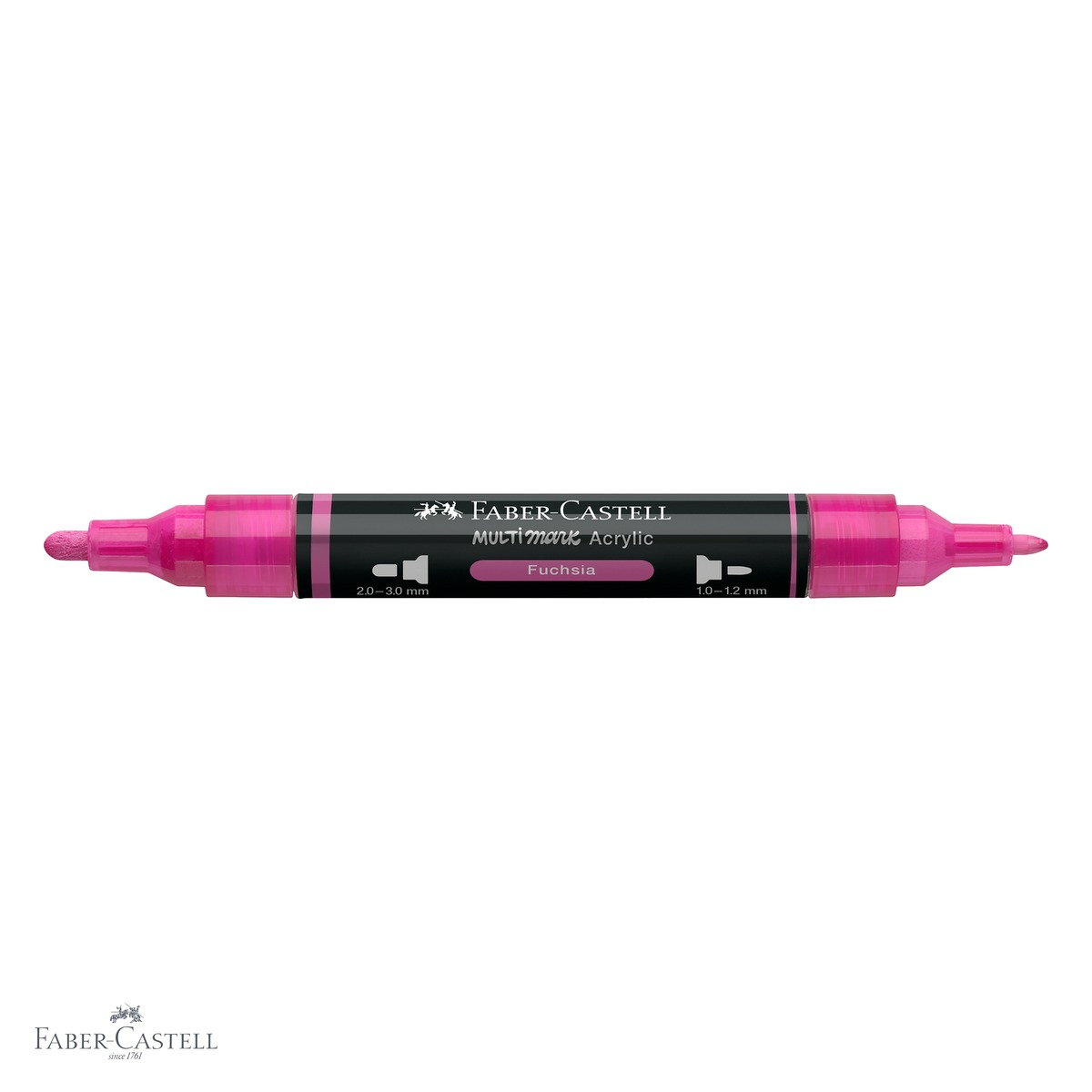 Marker acrilic Faber-Castell Multimark, culoare fucsia 125, varf dublu, pentru suprafete multiple [4]