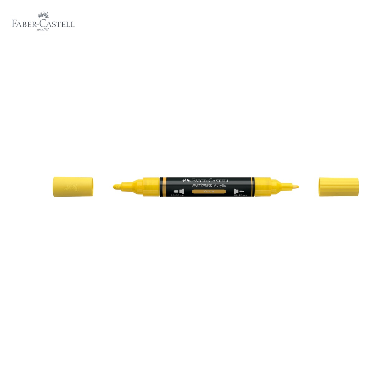 Marker acrilic Faber-Castell Multimark, culoare galben 108, varf dublu, pentru suprafete multiple [5]