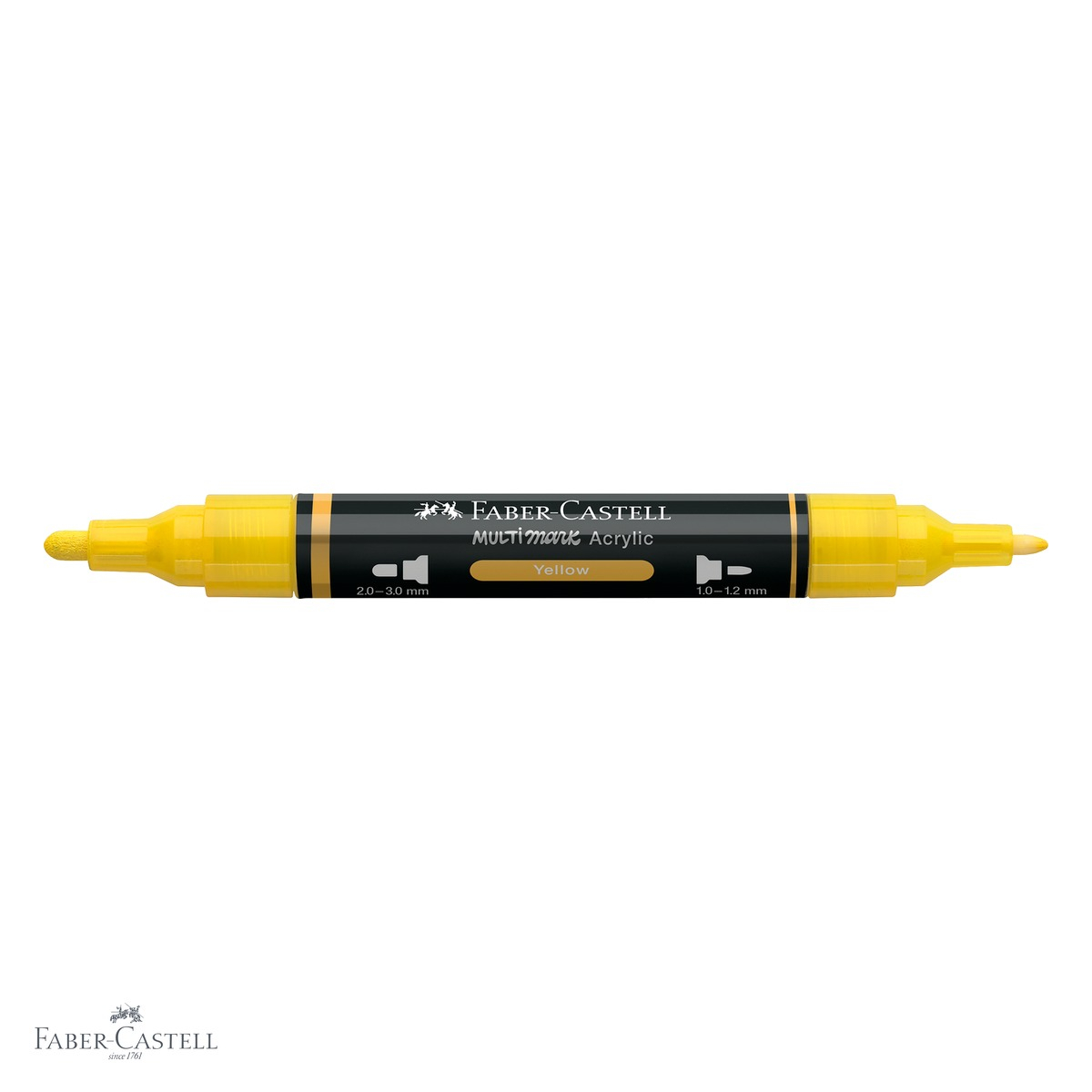 Marker acrilic Faber-Castell Multimark, culoare galben 108, varf dublu, pentru suprafete multiple [4]