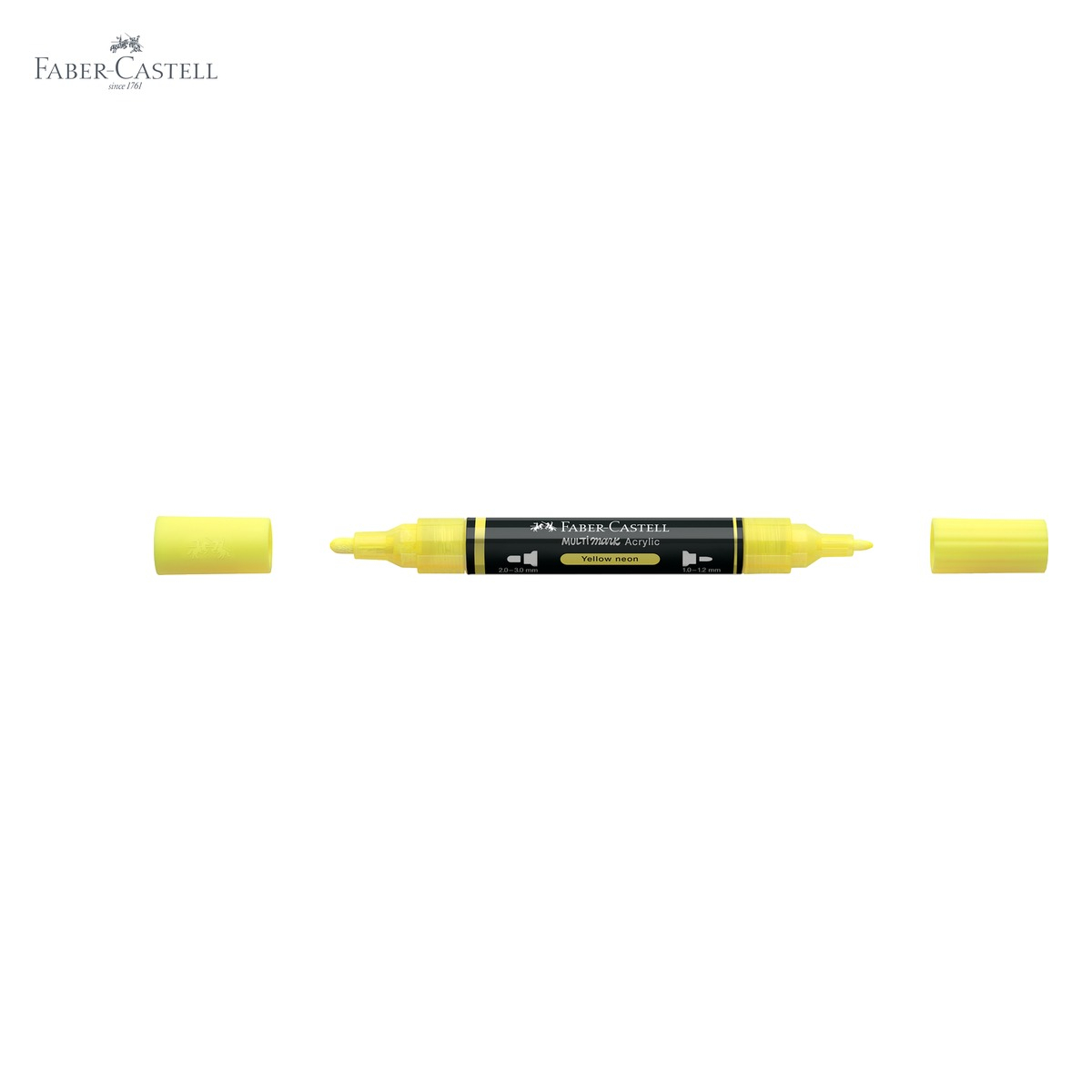Marker acrilic Faber-Castell Multimark, culoare galben neon 256, varf dublu, pentru suprafete multiple [5]
