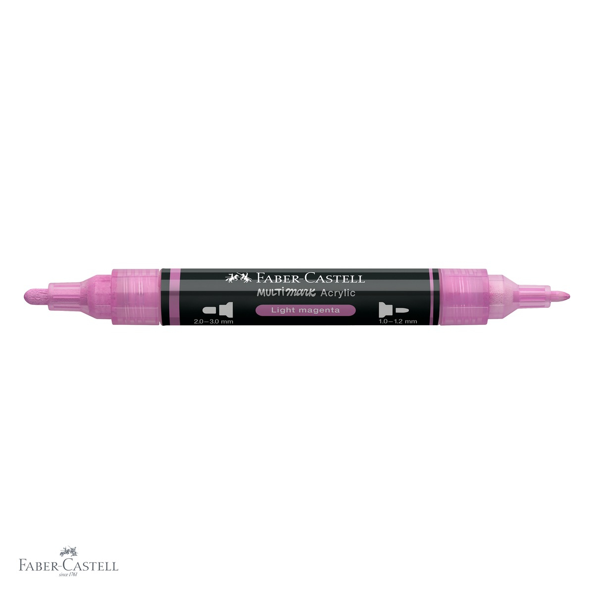 Marker acrilic Faber-Castell Multimark, culoare magenta deschis 119, varf dublu, pentru suprafete multiple [4]