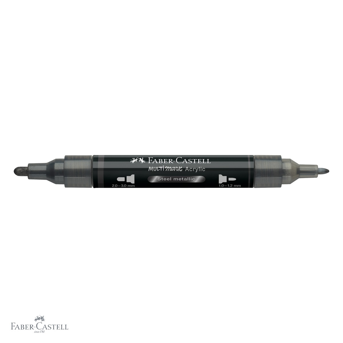 Marker acrilic Faber-Castell Multimark, culoare otel metalizat 297, varf dublu, pentru suprafete multiple [4]