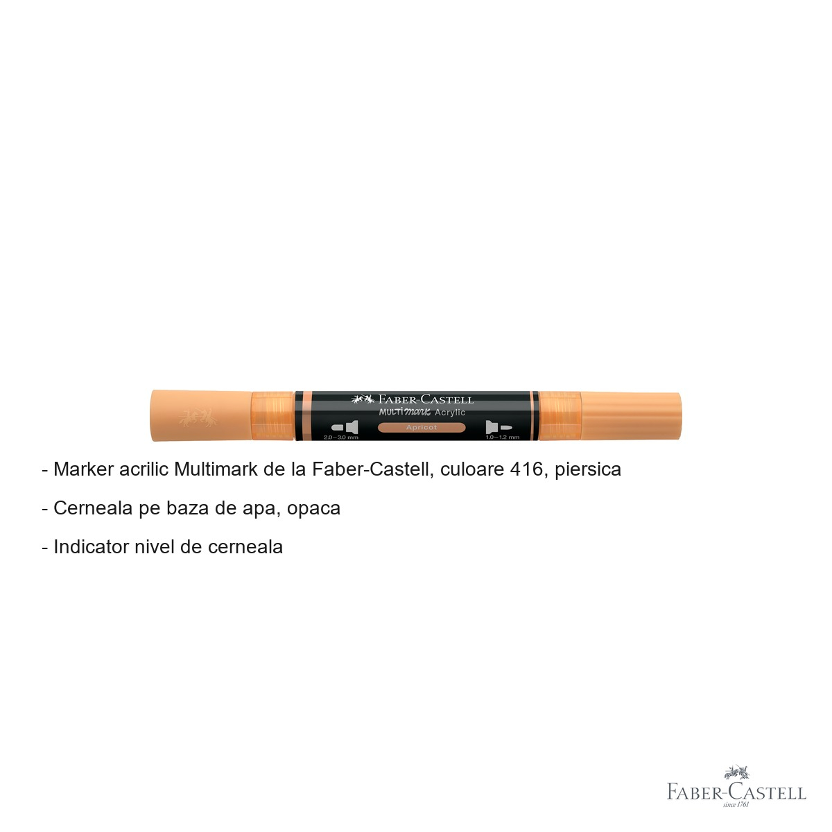 Marker acrilic Faber-Castell Multimark, culoare piersica 416, varf dublu, pentru multiple suprafete [2]