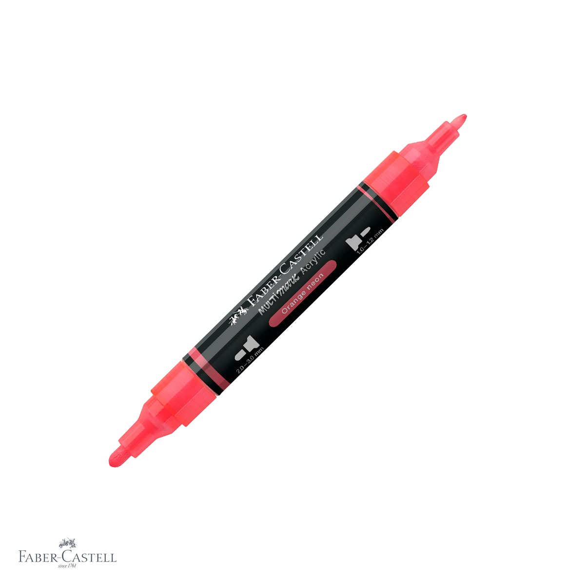 Marker acrilic Faber-Castell Multimark, culoare portocaliu neon 255, varf dublu, pentru suprafete multiple [1]
