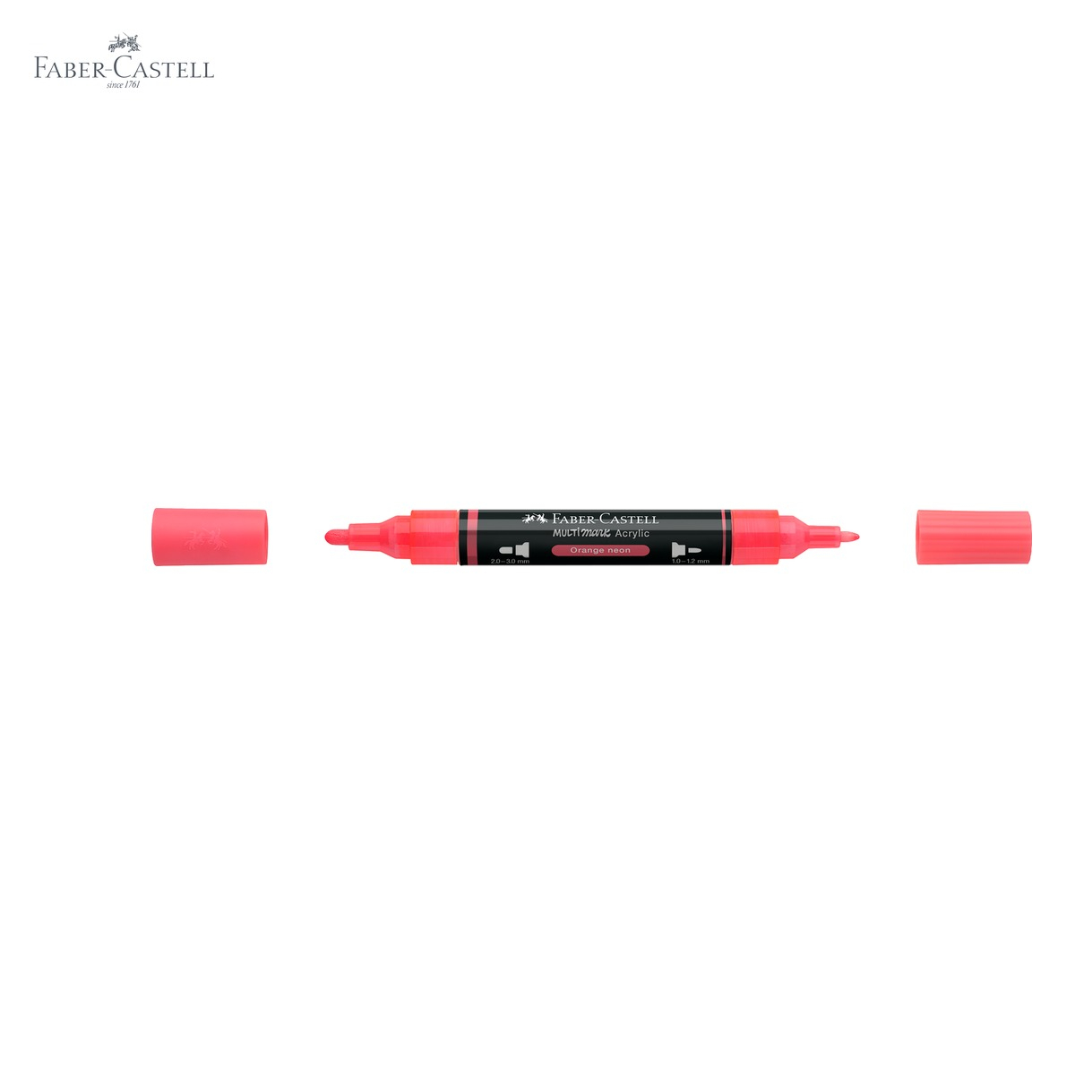 Marker acrilic Faber-Castell Multimark, culoare portocaliu neon 255, varf dublu, pentru suprafete multiple [5]