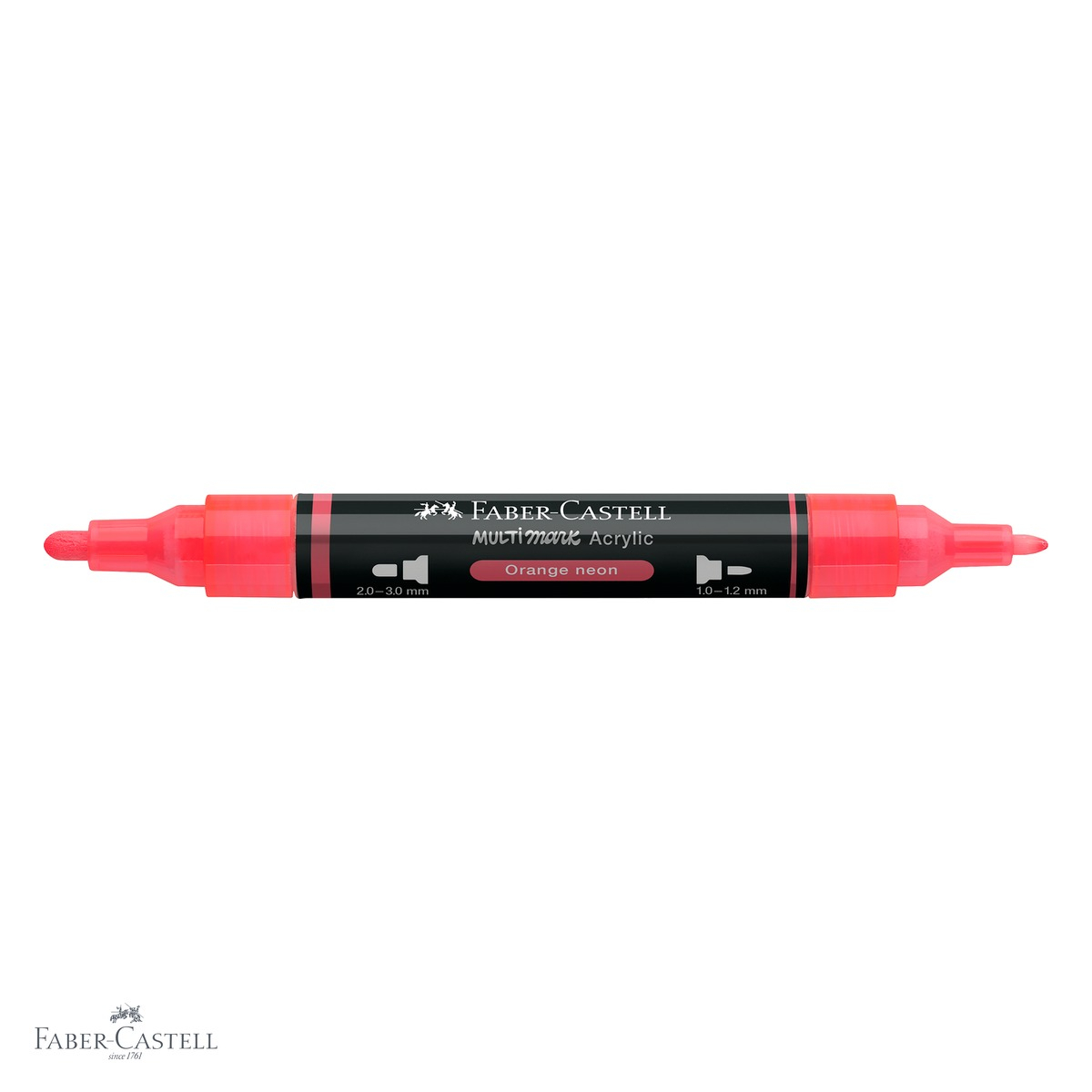 Marker acrilic Faber-Castell Multimark, culoare portocaliu neon 255, varf dublu, pentru suprafete multiple [4]