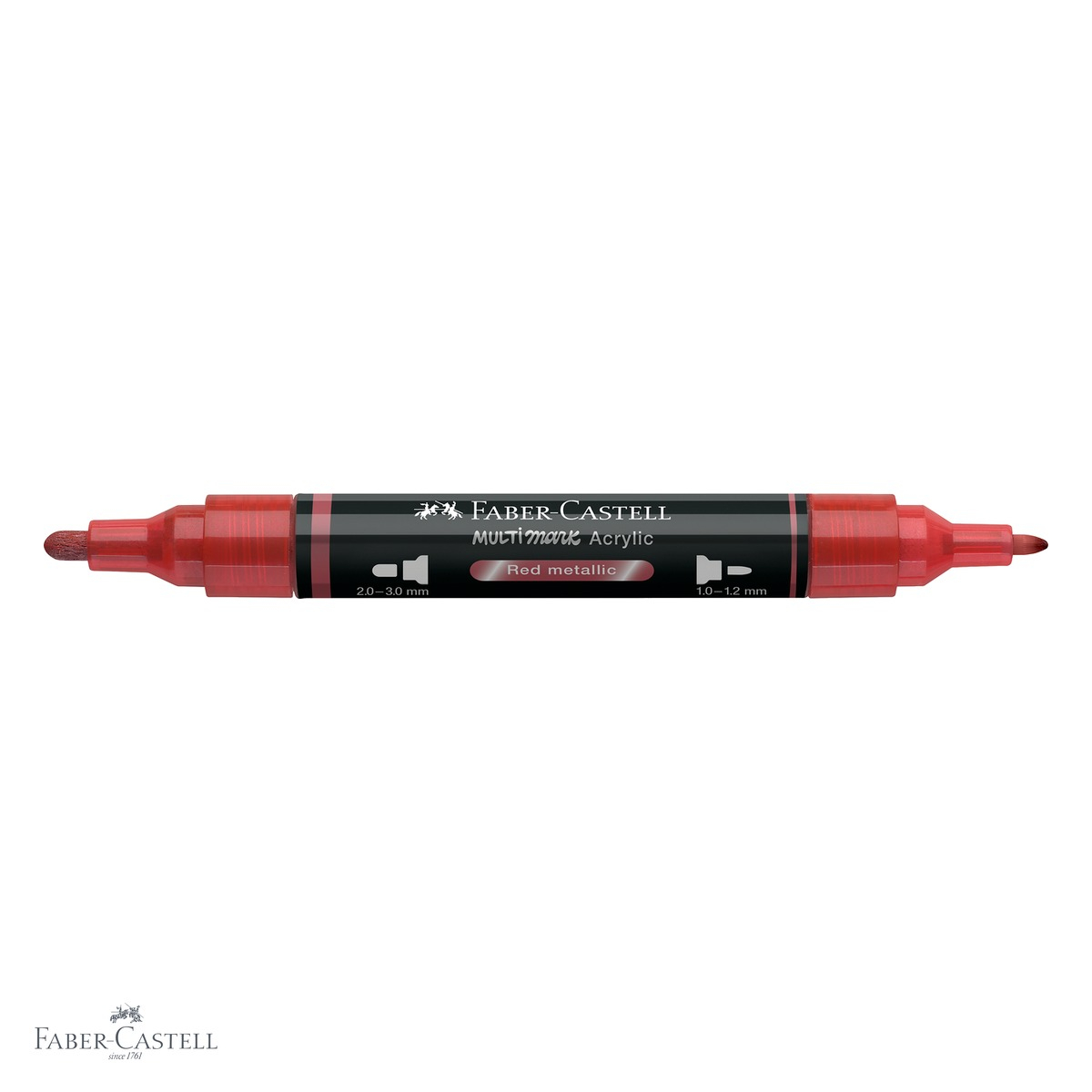 Marker acrilic Faber-Castell Multimark, culoare rosu metalizat 296, varf dublu, pentru suprafete multiple [4]