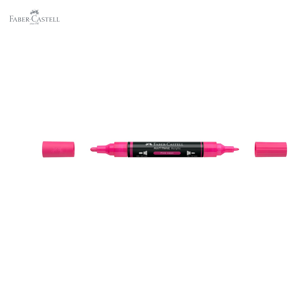 Marker acrilic Faber-Castell Multimark, culoare roz neon 253, varf dublu, pentru diverse suprafete [5]