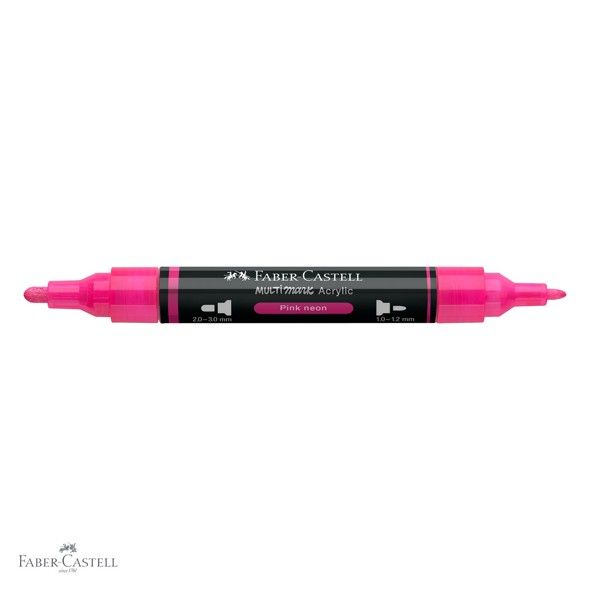 Marker acrilic Faber-Castell Multimark, culoare roz neon 253, varf dublu, pentru diverse suprafete [4]