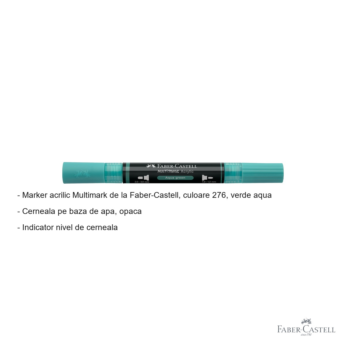 Marker acrilic Faber-Castell Multimark, culoare verde aqua 276, varf dublu, pentru suprafete multiple [2]