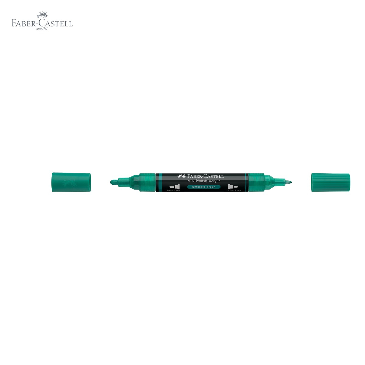 Marker acrilic Faber-Castell Multimark, culoare verde smarald 358, varf dublu, pentru diverse suprafete [5]
