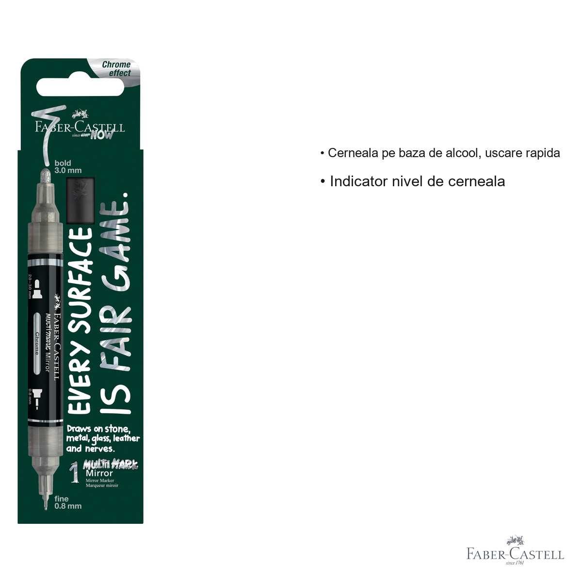 Marker acrilic Faber-Castell Multimark, efect oglinda, varf dublu, culoare 551, pentru suprafete multiple [3]