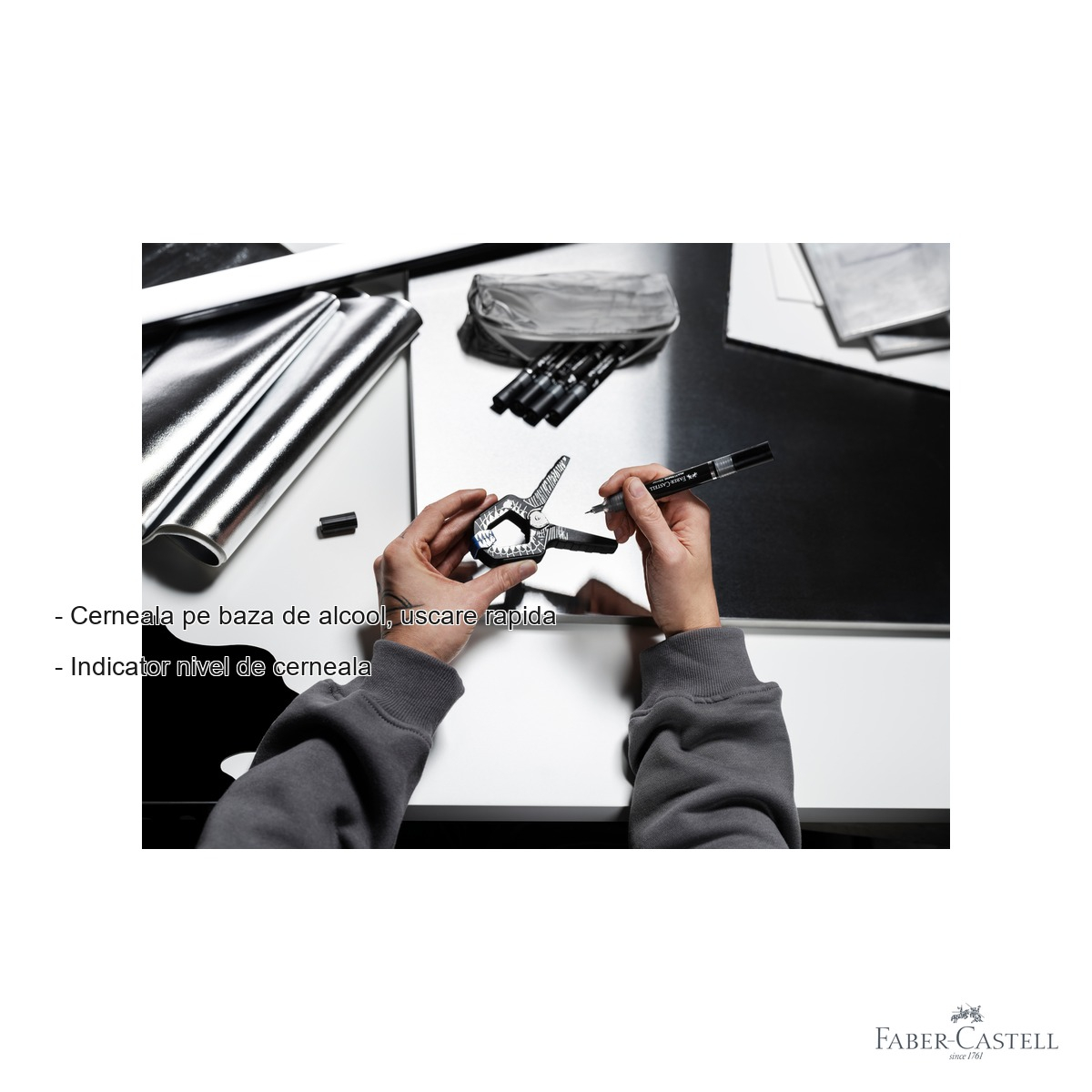 Marker acrilic Faber-Castell Multimark, efect oglinda, varf dublu, culoare 551, pentru suprafete multiple [2]