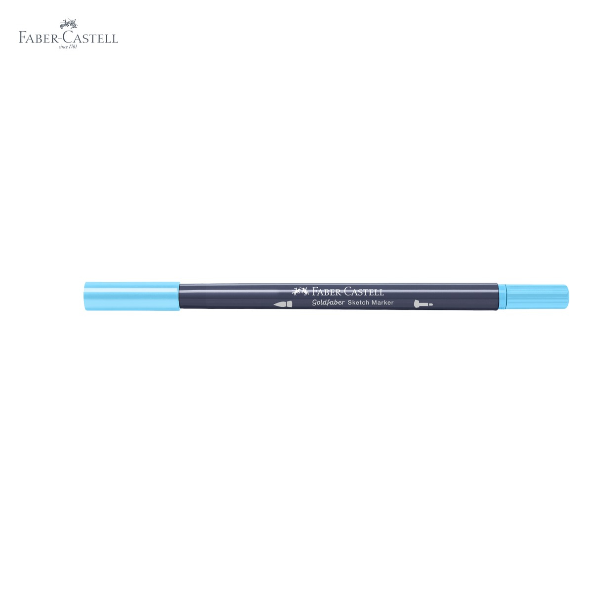 Marker cu 2 capete Faber-Castell Goldfaber, cerneala alcool albastru apa 164, pensula + fineliner pentru desen artistic [5]