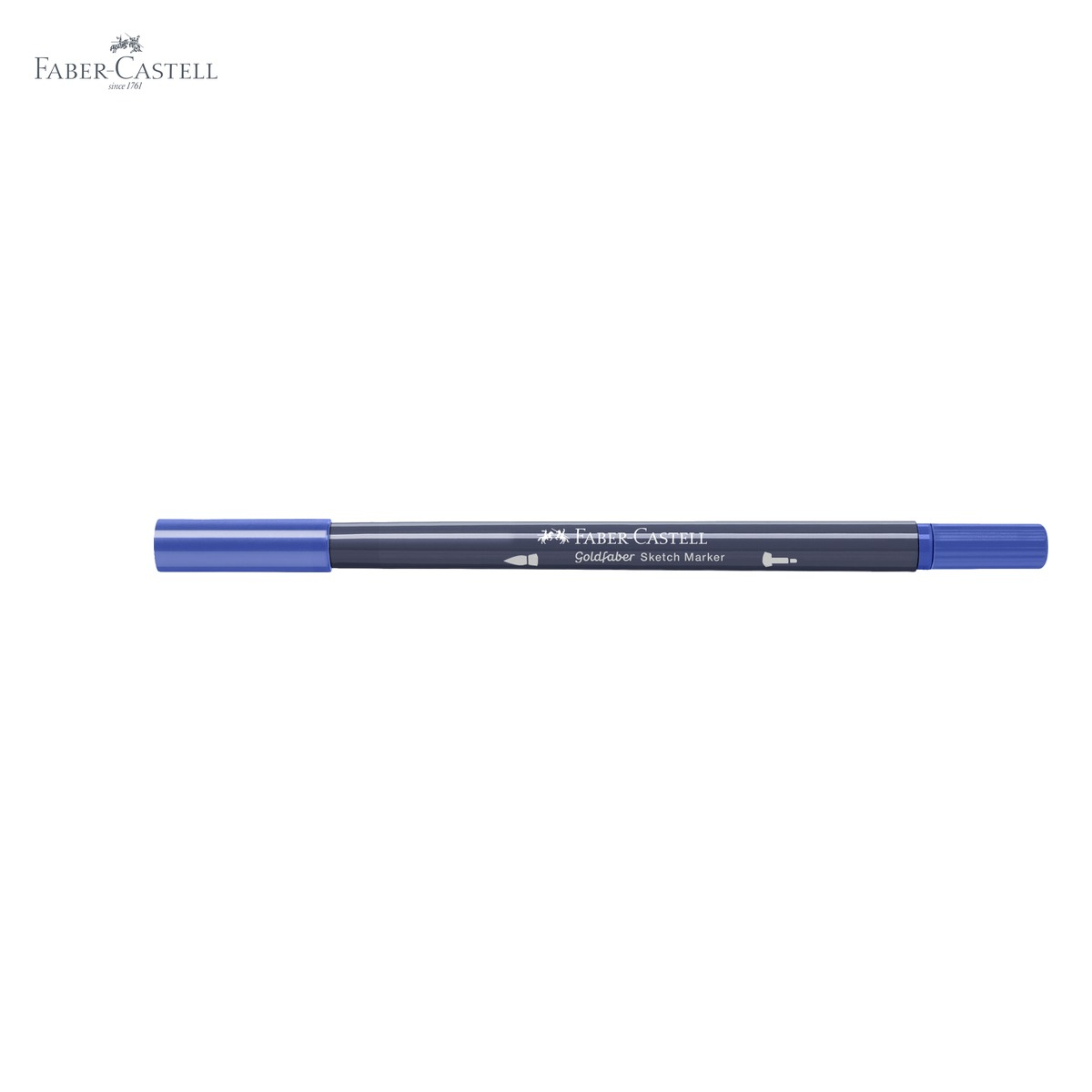 Marker cu 2 capete Faber-Castell Goldfaber, cerneala alcool, Albastru Indian 247, pentru desen artistic [5]