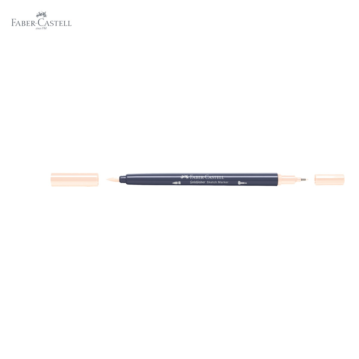 Marker cu 2 capete Faber-Castell Goldfaber, cerneala alcool, nuanta bej roscat 132, pentru desen artistic [5]