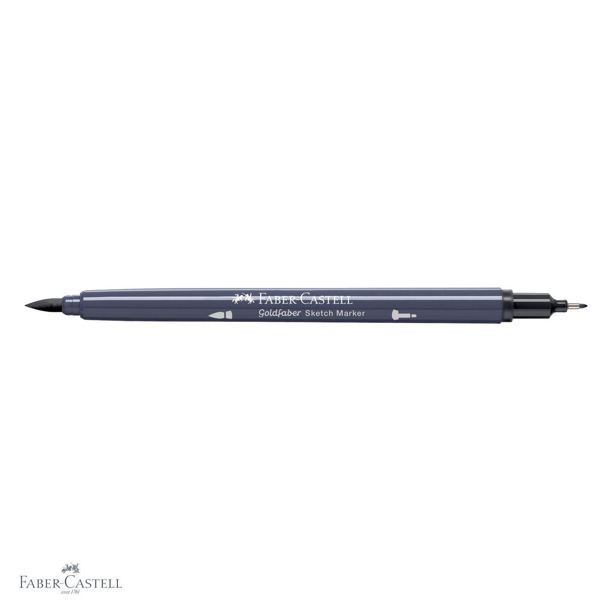 Marker cu 2 capete Faber-Castell Goldfaber, gri neutru V 335, pensula flexibila si fineliner, pentru desen artistic [4]