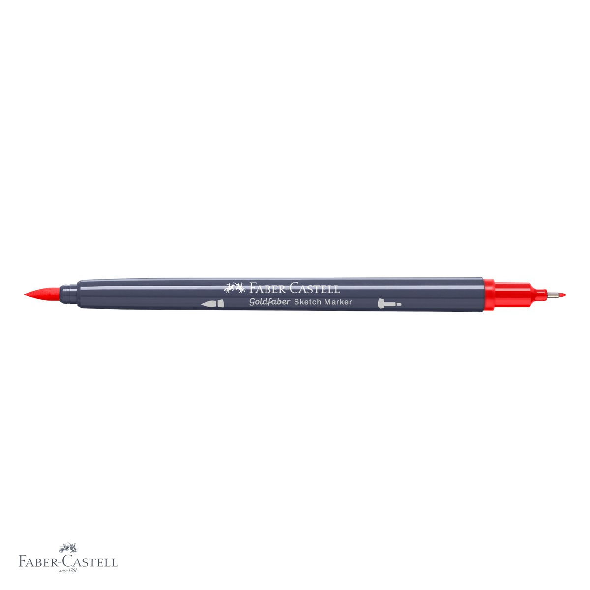 Marker cu 2 capete Faber-Castell Goldfaber, rosu scarlet 118, cerneala pe baza de alcool, pentru desen artistic si contururi [4]