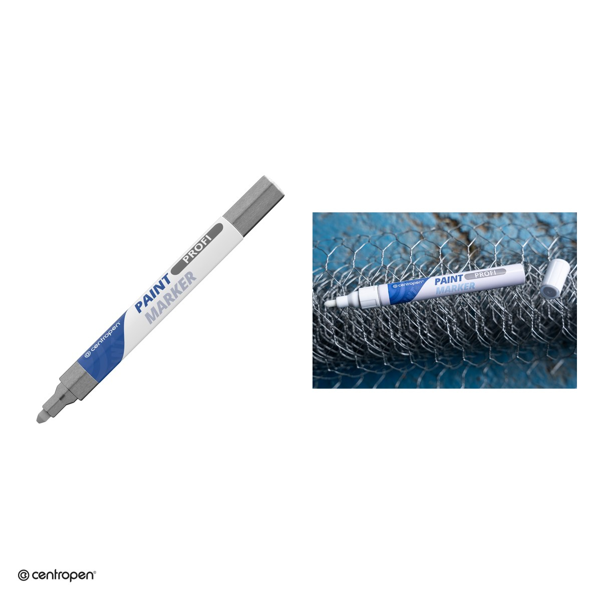 Marker cu vopsea Centropen 9210, varf 2.5 mm, vopsea alba [4]