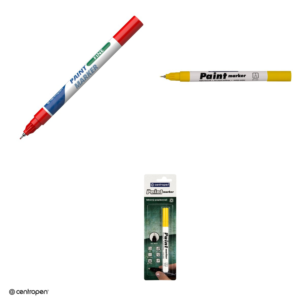 Marker cu vopsea Centropen 9211, varf 0.7 mm, vopsea galbena [4]