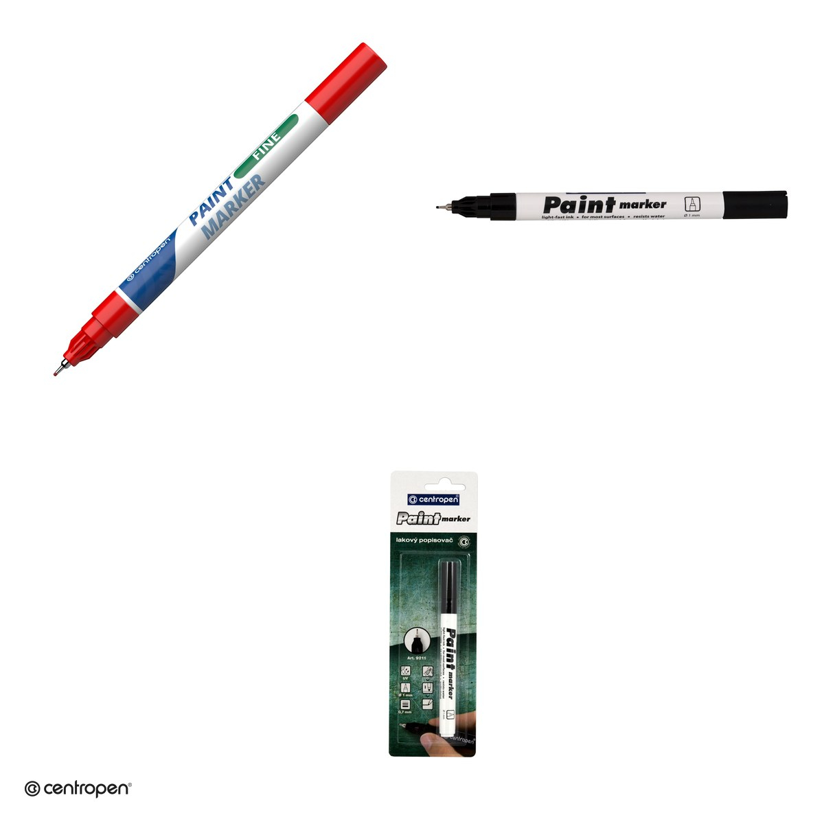 Marker cu vopsea Centropen 9211, varf 0.7 mm, vopsea neagra [4]