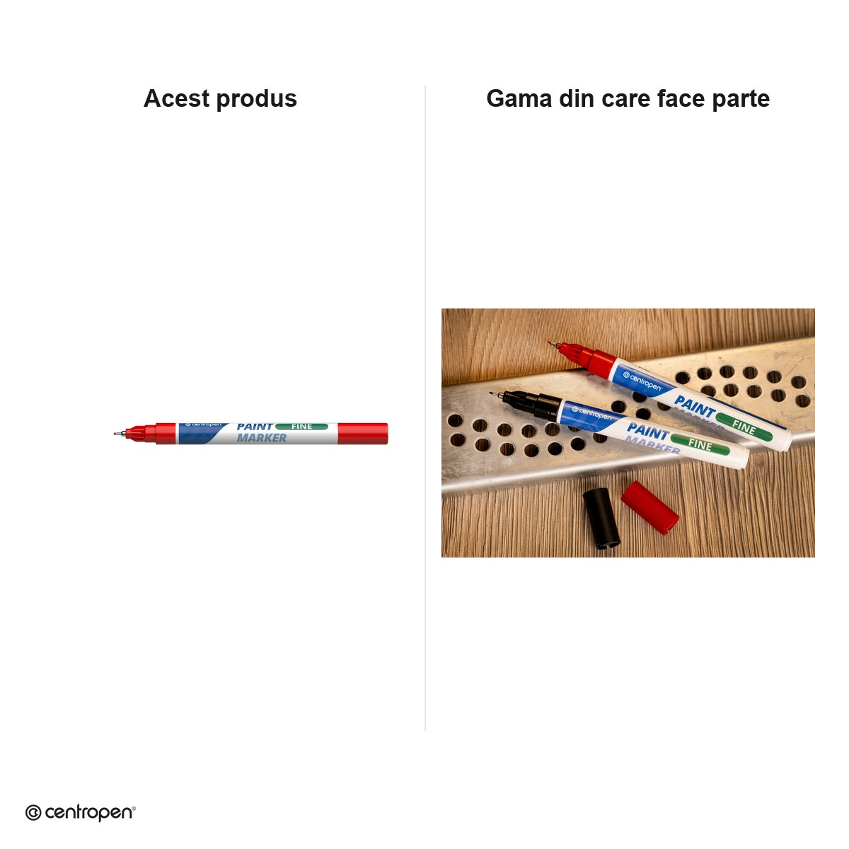 Marker cu vopsea Centropen 9211, varf 0.7 mm, vopsea rosie [5]