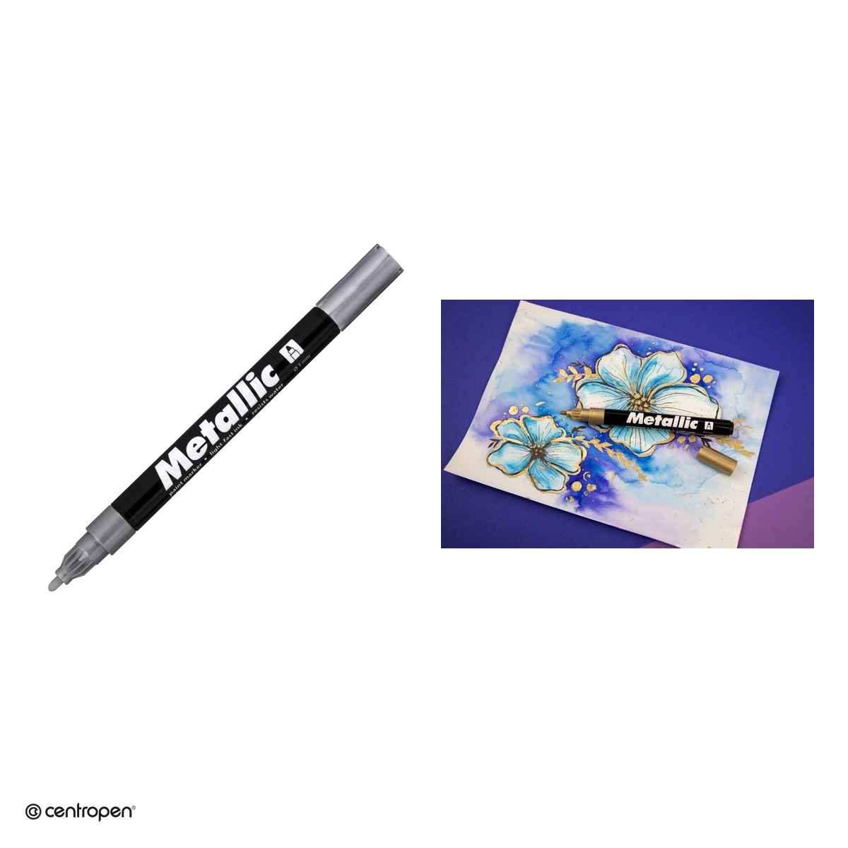Marker cu vopsea Centropen 9220, varf 1.5 mm, vopsea argintie [4]