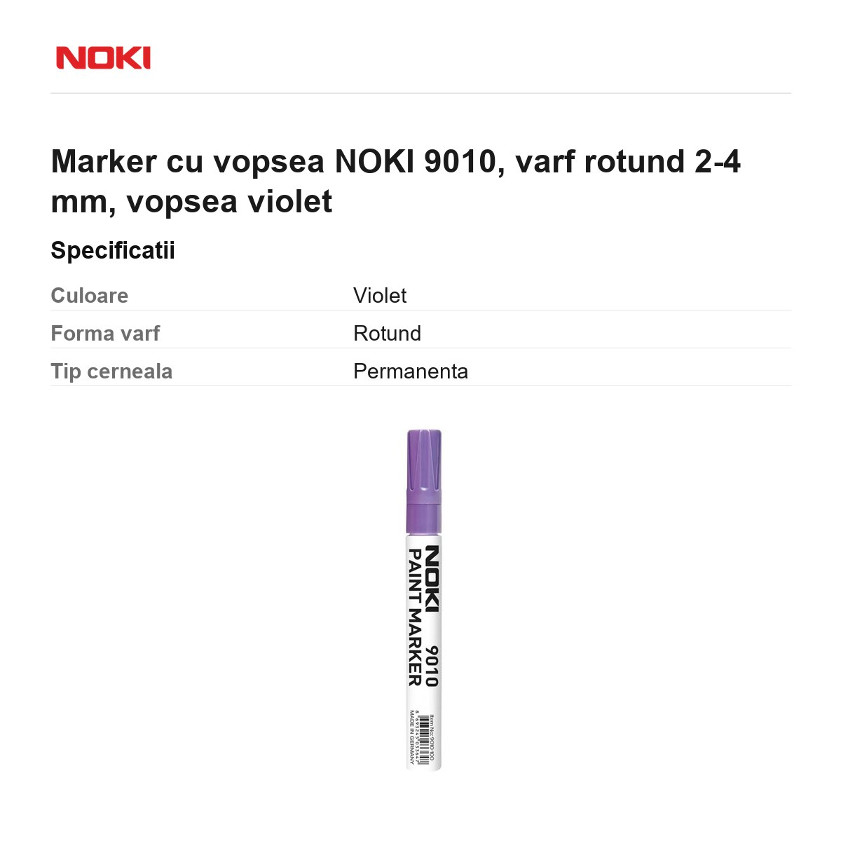 Marker cu vopsea NOKI 9010, varf rotund 2-4 mm, vopsea violet [3]