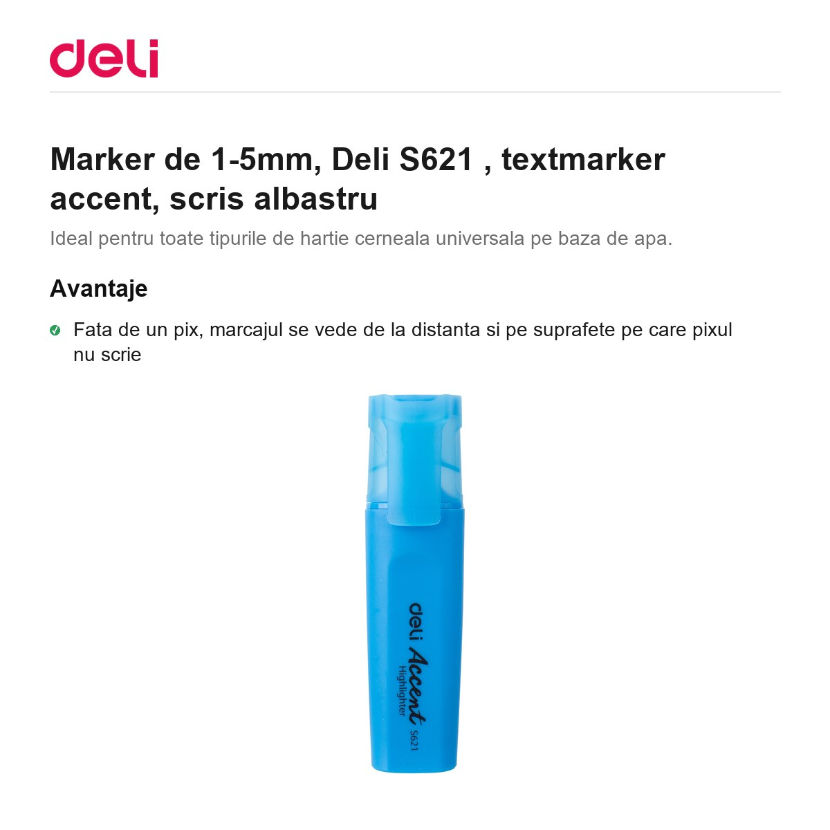 Marker de 1-5mm, Deli S621 , textmarker accent, scris albastru [2]
