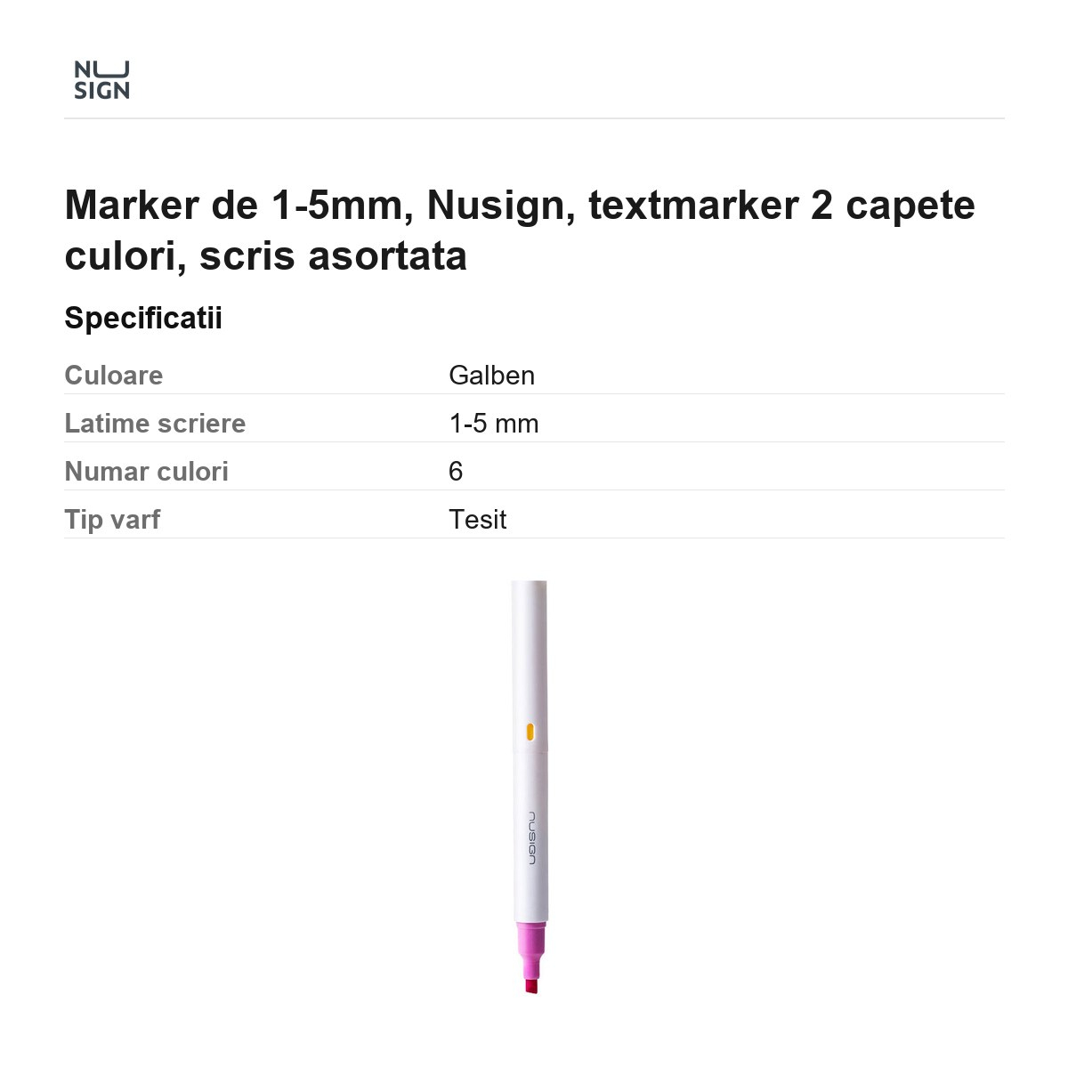 Marker de 1-5mm, Nusign, textmarker 2 capete culori, scris asortata [3]