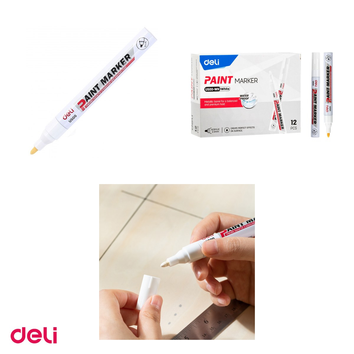 Marker de 2 mm, Deli, vopsea, scris alb [4]
