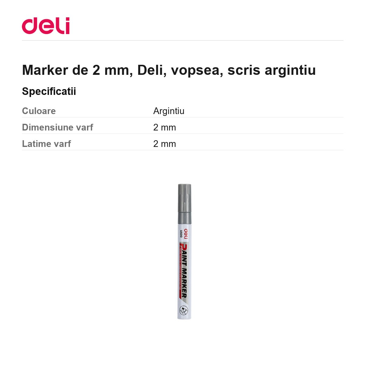 Marker de 2 mm, Deli, vopsea, scris argintiu [3]