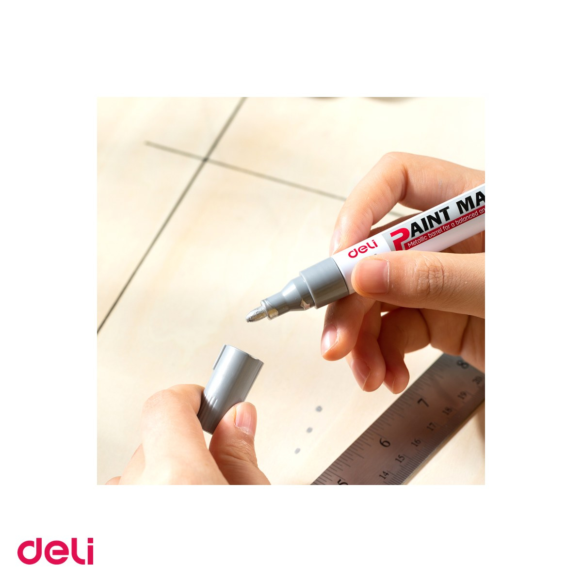 Marker de 2 mm, Deli, vopsea, scris argintiu [5]