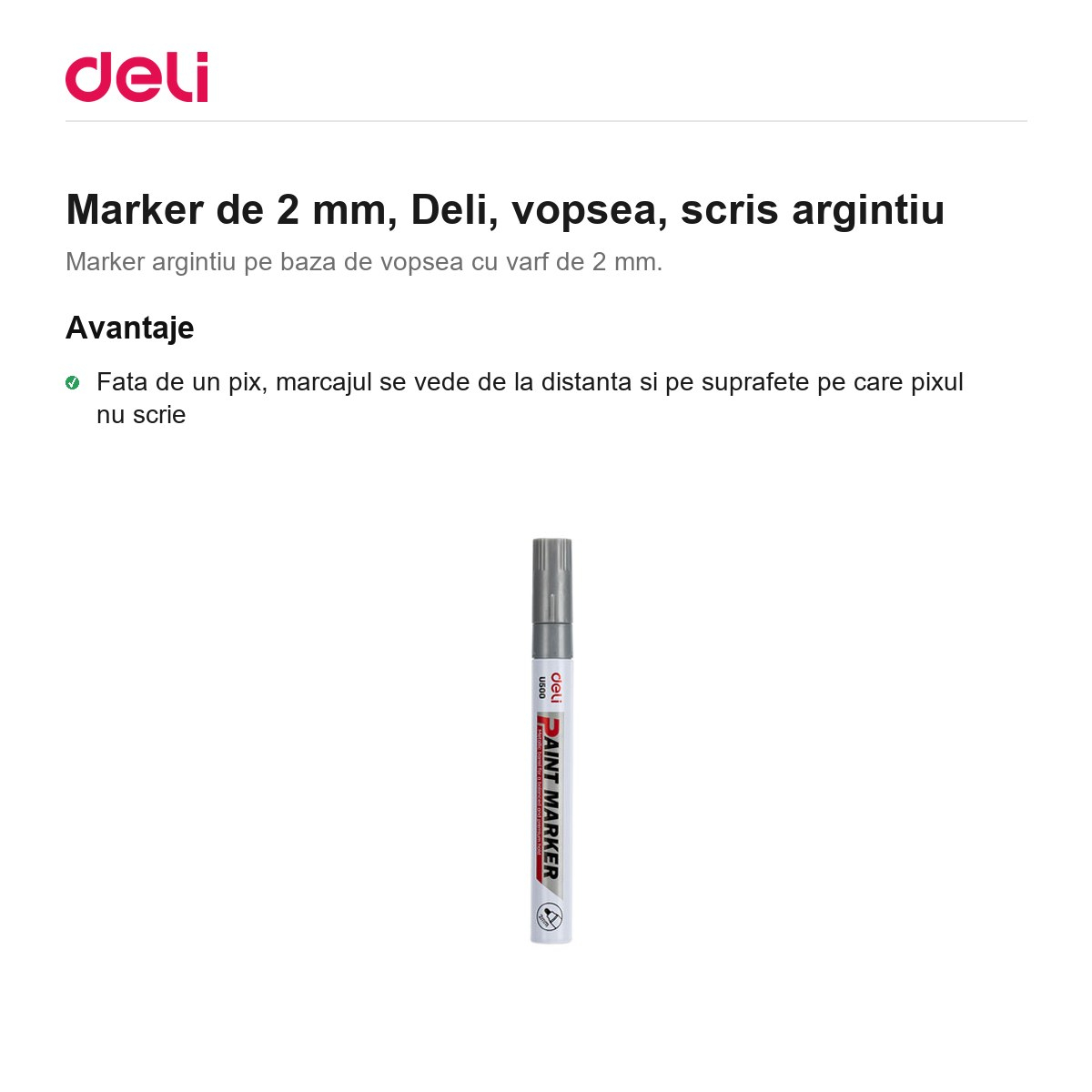 Marker de 2 mm, Deli, vopsea, scris argintiu [2]