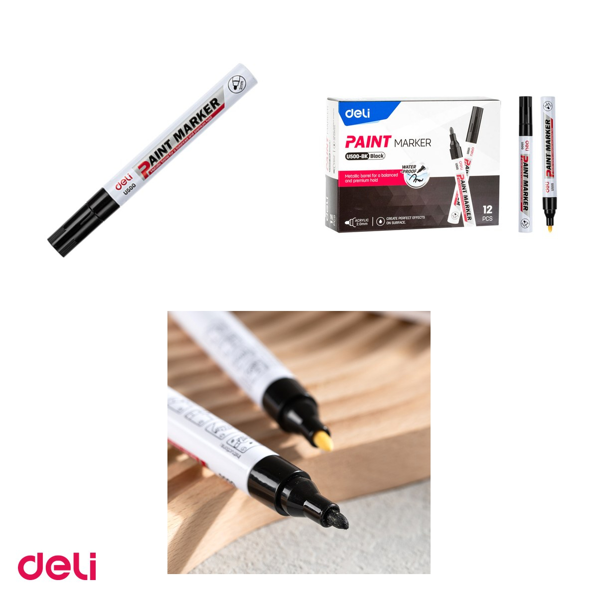 Marker de 2 mm, Deli, vopsea, scris negru [4]