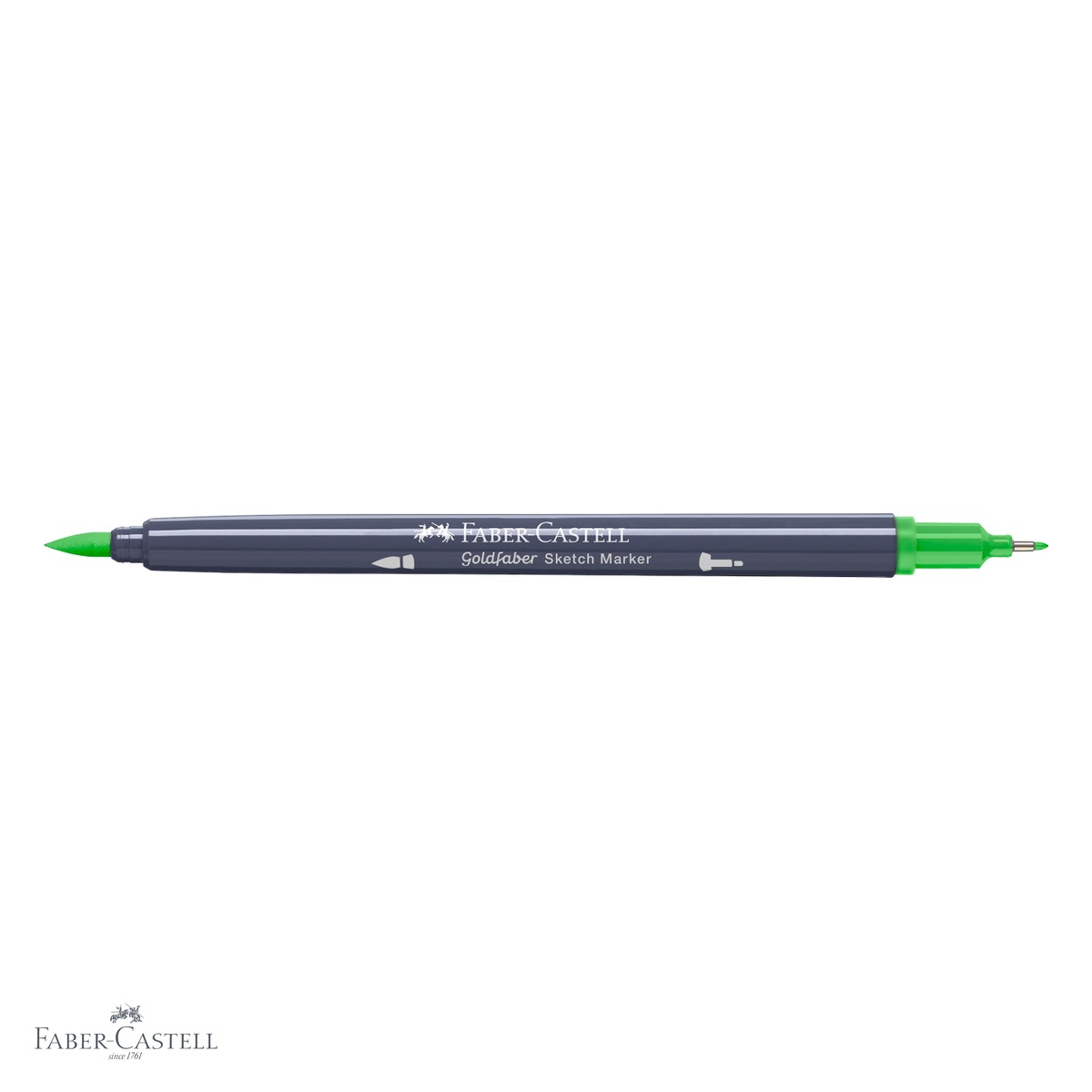 Marker dublu capat Faber-Castell Goldfaber verde frunza 112, pensula flexibila si fineliner, pentru ilustratie si desen artistic [4]