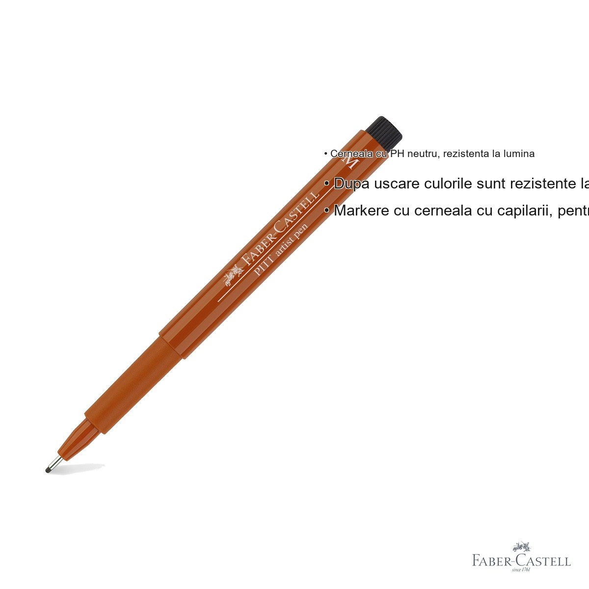 Marker Faber-Castell Pitt Artist Pen, varf mediu 0.7 mm, cerneala rosie sangvin, pentru schite si desen artistic [3]