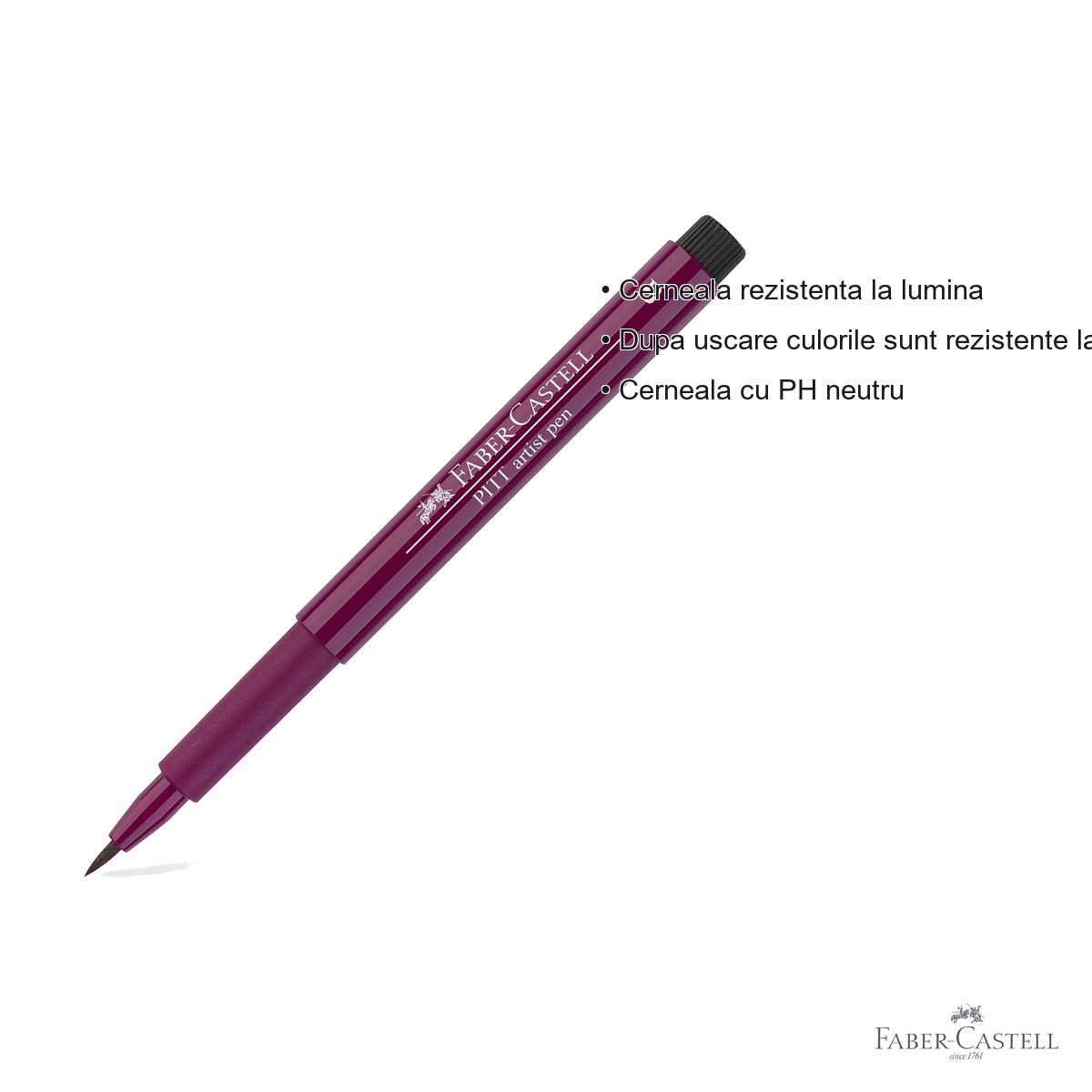 Marker Faber-Castell Pitt Artist Pen, varf pensula, cerneala violet-albastru rezistenta la apa, pentru artisti si designeri [3]