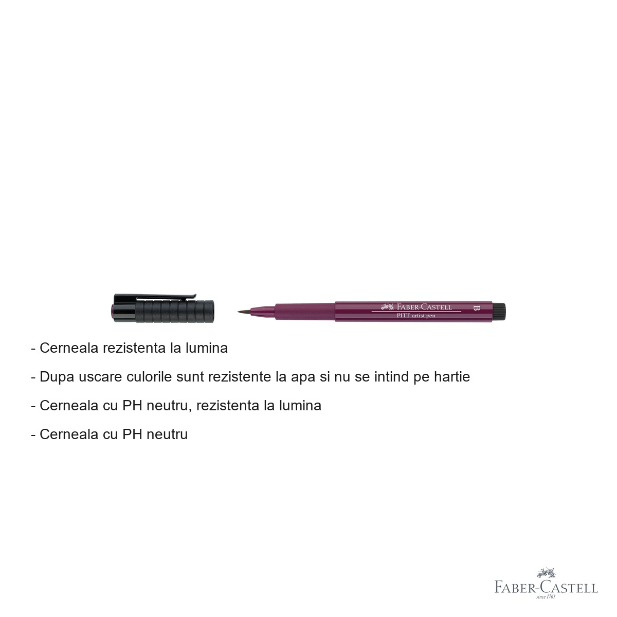 Marker Faber-Castell Pitt Artist Pen, varf pensula, cerneala violet-albastru rezistenta la apa, pentru artisti si designeri [2]