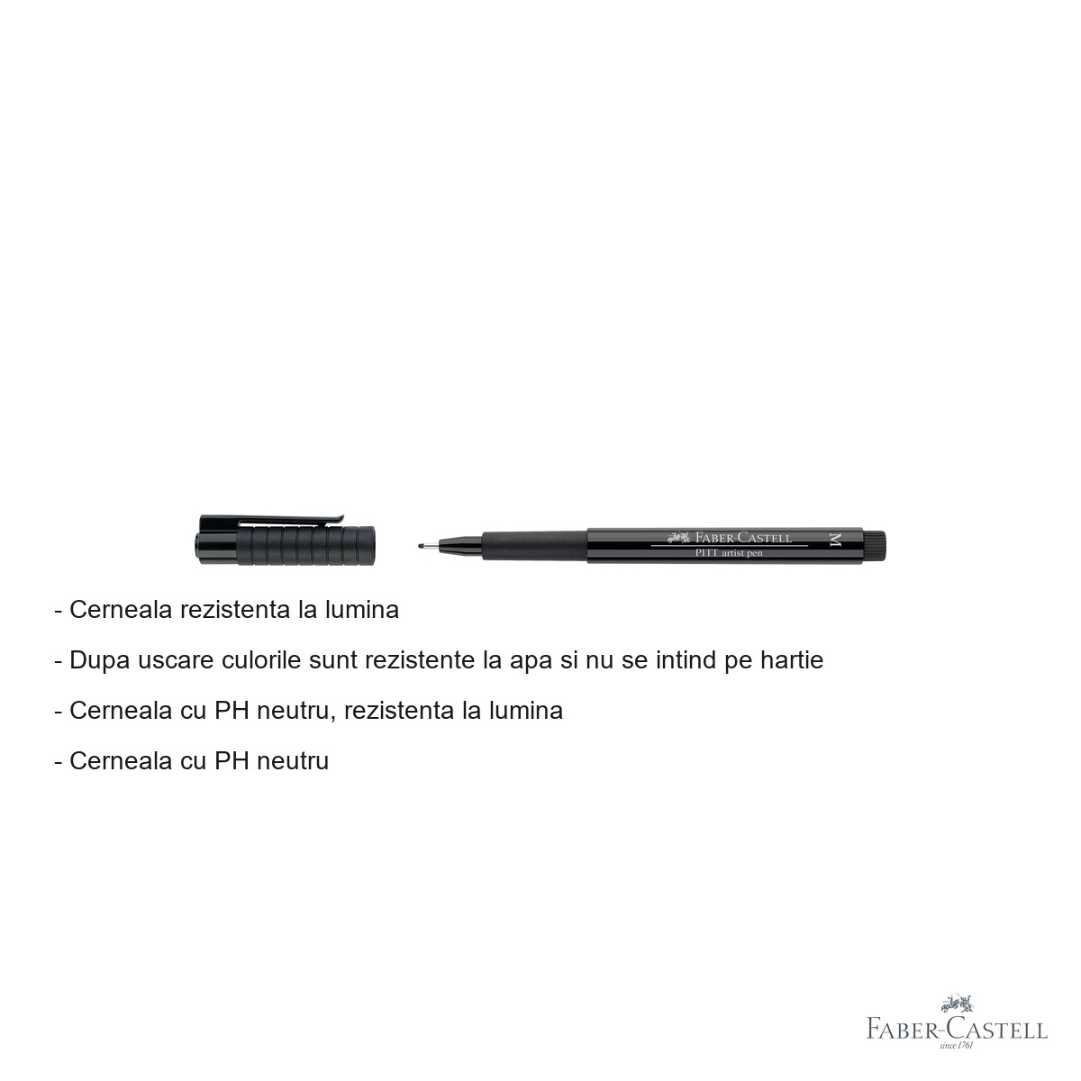 Marker Faber-Castell Pitt Artist Pen, varf pensula mediu 0.7 mm negru, pentru schite si desen artistic [2]