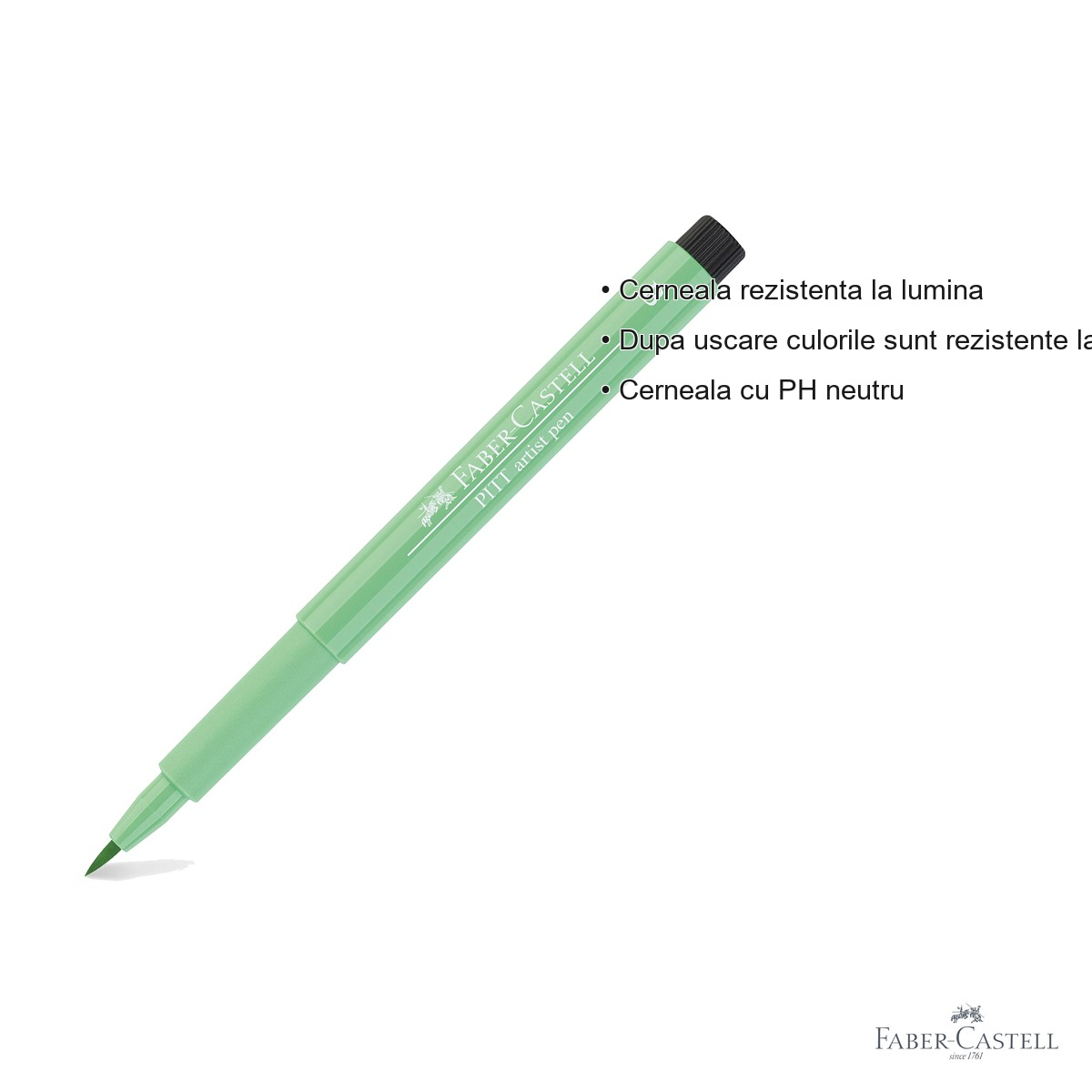 Marker Faber-Castell Pitt Artist Pen, varf pensula, verde deschis phtalo, pentru artisti si designeri [3]