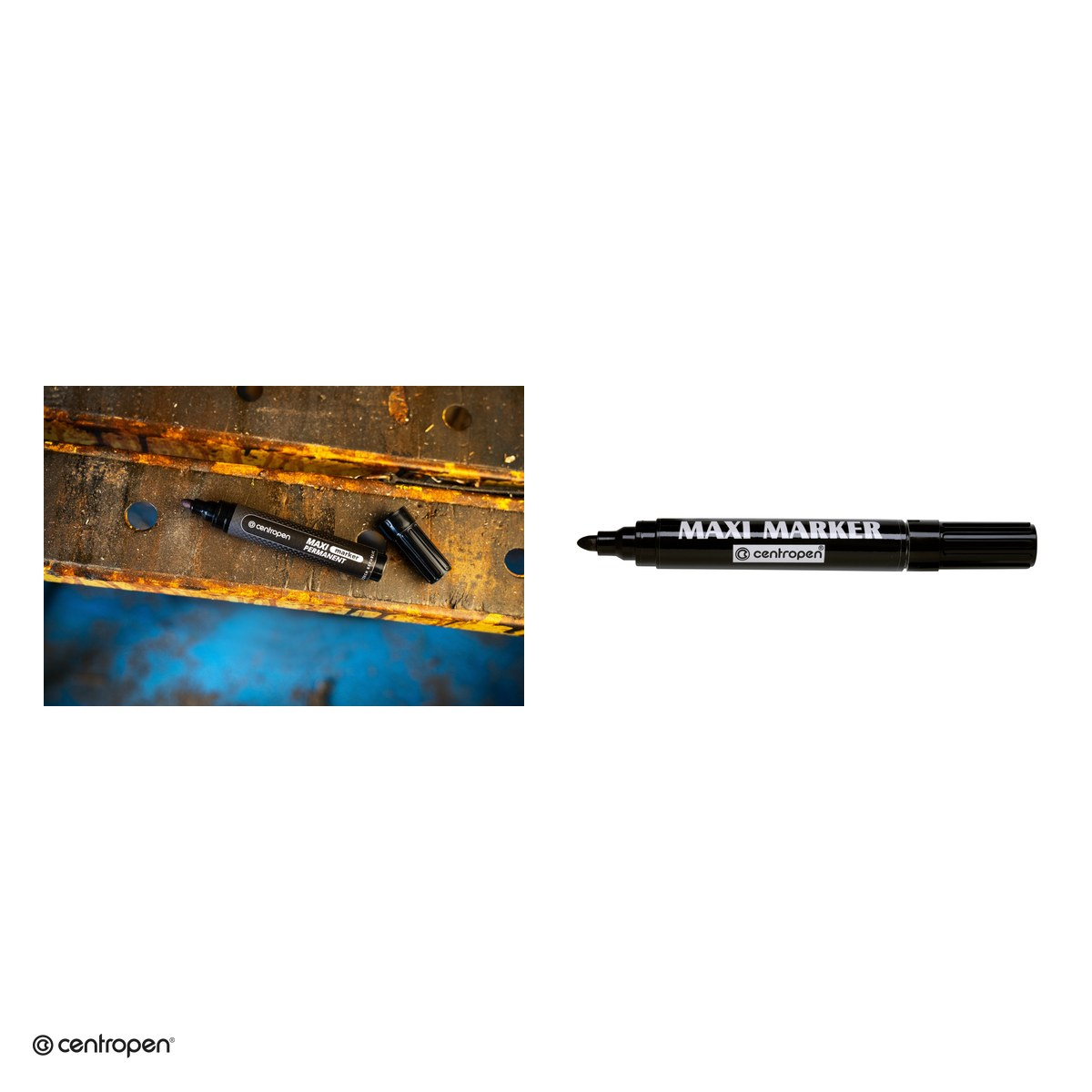 Marker permanent Centropen 8936 Maxi, varf rotund 2-4 mm, cerneala neagra [5]