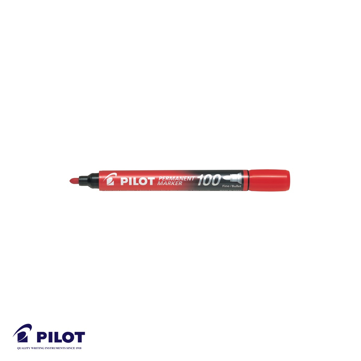 Marker permanent Pilot 100, varf rotund 3mm, rosu, pentru lemn metal si plastic [2]