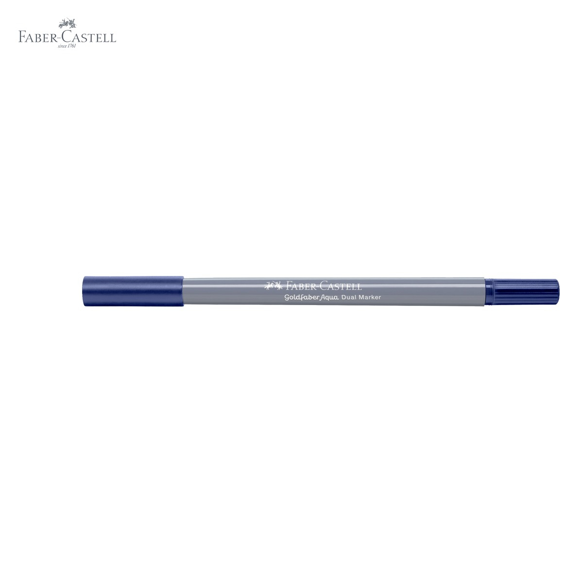 Marker solubil 2 capete Faber-Castell Goldfaber, varf pensula si varf fin 0.4 mm, albastru indian 247 [5]