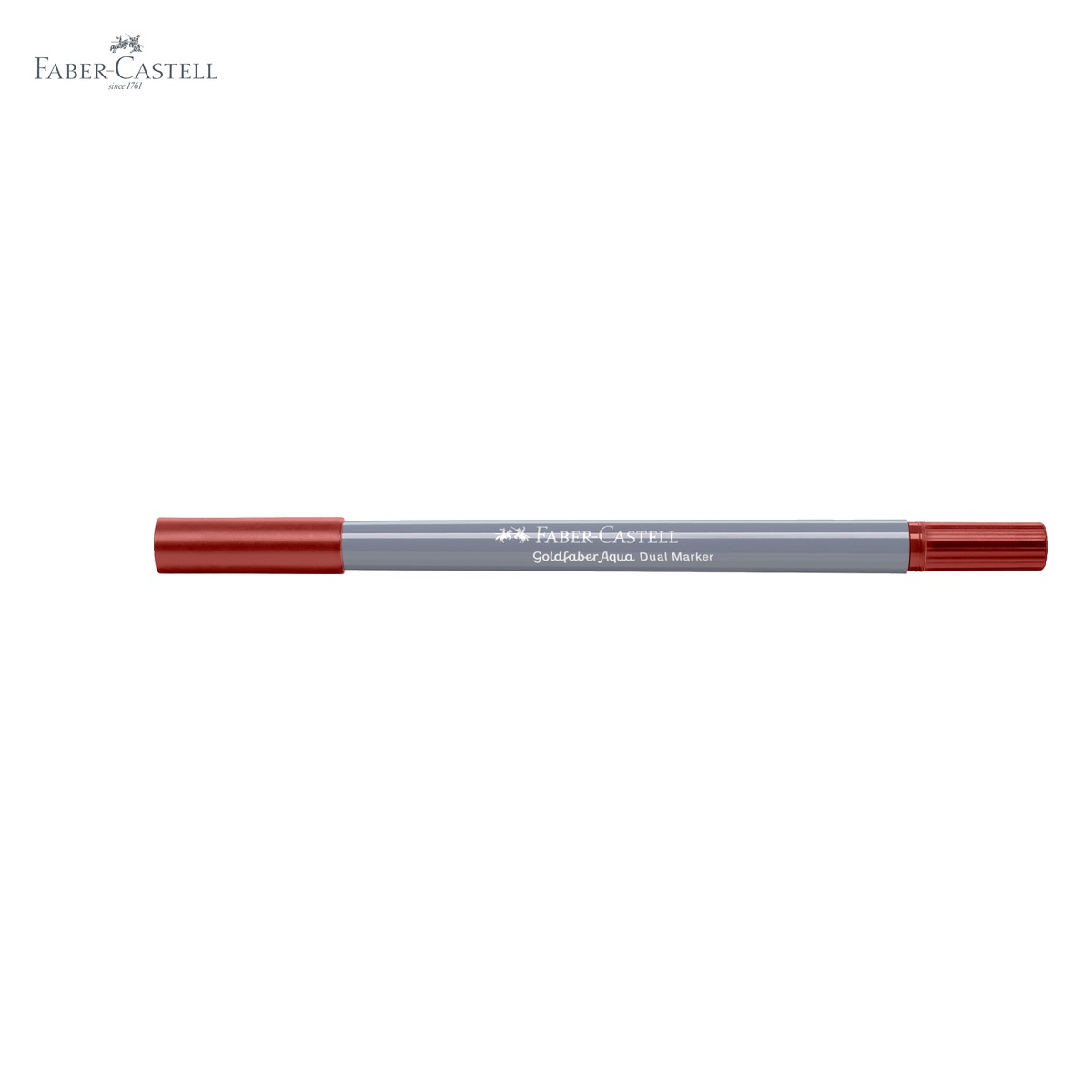 Marker solubil cu doua capete Faber-Castell Goldfaber, varf pensula si varf fin 0.4 mm, rosu venetian 190 [5]