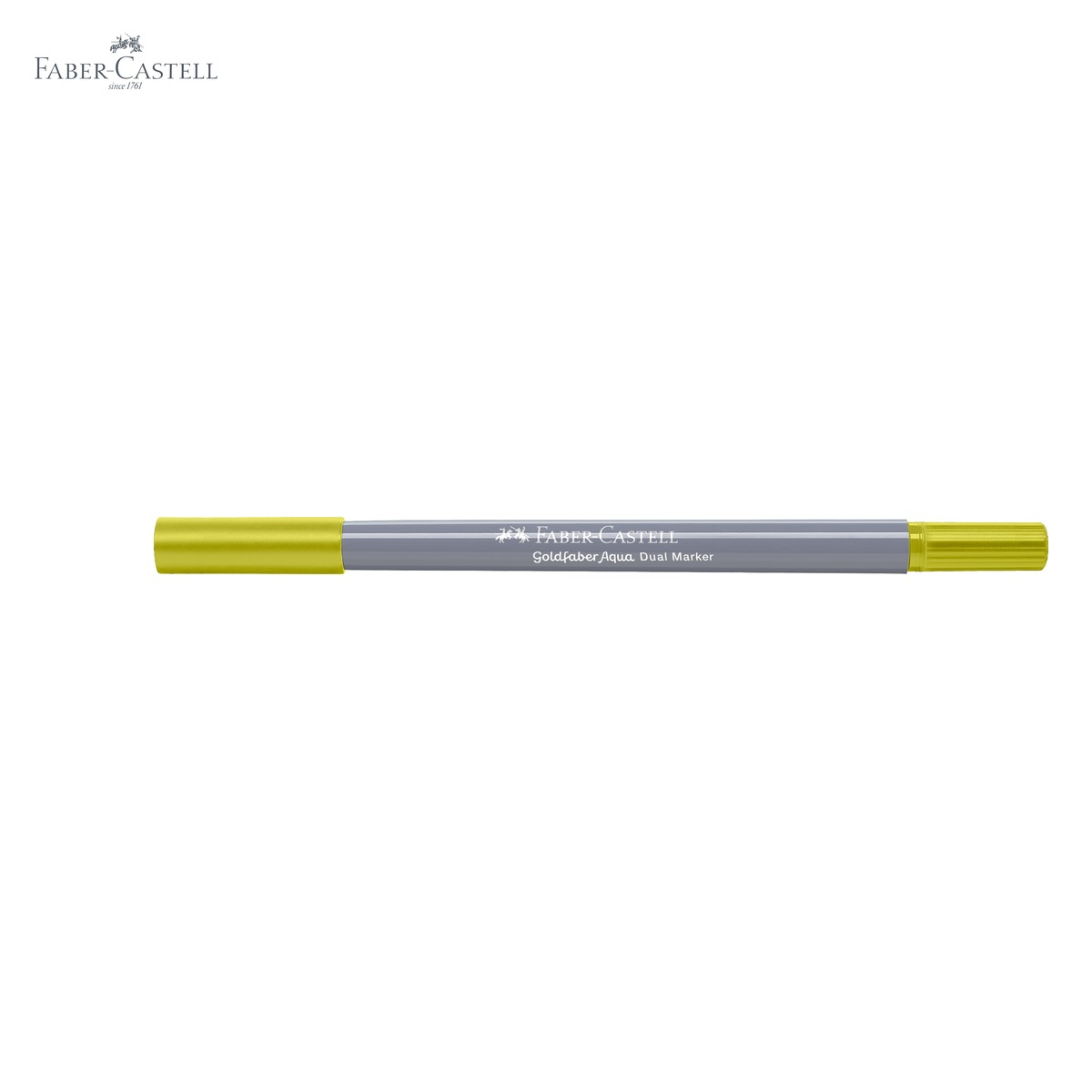 Marker solubil cu doua capete Faber-Castell Goldfaber, varf pensula si varf fin 0.4 mm, verde mai galbui 370 [5]