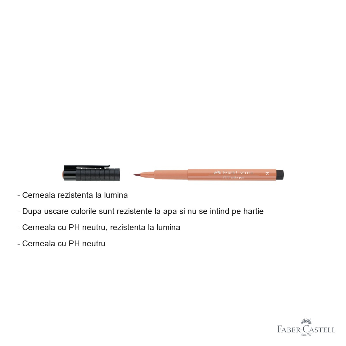 Marker tip pensula Faber-Castell Pitt Artist Pen, cerneala rezistenta la apa, culoare scortisoara, pentru artisti si designeri [2]